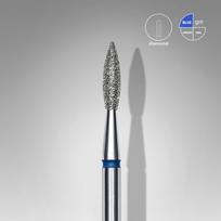 STALEKS Diamond nail drill bit pointed flame blue EXPERT head diameter 2,1 mm / working part 8 mm