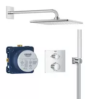 Grohe Precision – dušo komplektas su termostatu, skirtas montuoti po sienoje, 31x31 cm, chromas 34881000