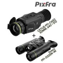 PIXFRA CETUS PFI-C650 thermal scope + Draco PFI-D225N-4K thermal binoculars termovizoriai taikiklis PFI-C650CE / PFI-D225N-4K