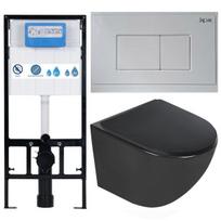 DELOS RIMLESS paslėpto montavimo komplektas, juodos spalvos pusiau matinis + JAPAR SLIM rėmas + mygtukas