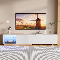 Tv spintelė su led apšvietimu, balta, 240 × 38 × 44 cm