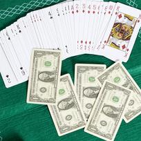 Žaidimo kortos JE52741, 54 vnt., 57x100 mm, Euro ir Dolerio dizainas