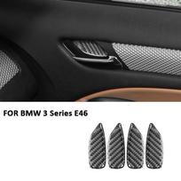 For BMW 3 Series E46 1997-2004 Carbon Fiber Car Inner Door Pull Handle Lock Panel Decoration Sticker Auto Interior Accessories juoda