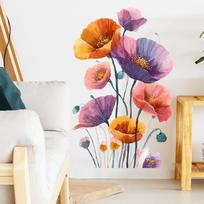 Creative Poppy Flower Wall Sticker for Bedroom Living Room Study Wall Decoration 29x88cm*2pcs įvairiaspalvis