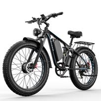 Elektrinis kalnų dviratis EBYCOO EB7 Pro 26  storomis padangomis suaugusiems Ebike 1000Wx2 variklis didžiausias greitis 50 km/h pilna pakaba 52V 23AH juodas