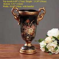Vintage Ceramic Vase Handmade Nordic Pottery Rustic Tabletop Decotive Vase Creative Tall Footed Double Handle Vase Home Decor