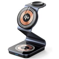 Duzzona W21 3-in-1 15W belaidžio įkrovimo stovas Telefono Auricador de Auriculares Cargador (sertifikatas Qi2) Juoda