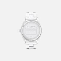 COACH Preston White Ceramic Bracelet White Dial Womens Watch Great Gift 14503771 sidabras