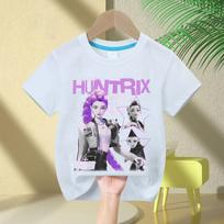 KPop Demon Hunters Rumi Zoey Mira Cartoon Boys Girls T-shirt Print Fashion Casual Cute Comfortable Kids T-shirt 170
