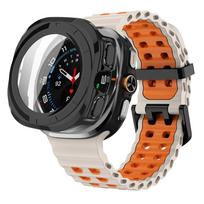 Tempered Glass Case+Band For Samsung Galaxy Watch 7 ultra 47mm Two color Sport silicone Bracelet Galaxy Watch Ultra7 Cover Shell Galaxy Ultra 47MM