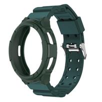 Dėklas+Dirželis Samsung Galaxy Watch 6 Classic 43mm 47mm Apyrankė Apsauginis Dangtelis Silikoninė Apyrankė 6 Classic Modifikavimo Rinkinys Watch 6 Classic 47mm žalia