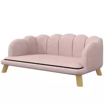 Sofa augintiniams, skalbiamas užvalkalas su atlošu ir medinėmis kojomis, iki 25 kg, rožinė 98,5 x 60,5 x 35,5 cm