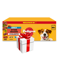 PEDIGREE® Suaugusių šunų drėgnas ėdalas, įvairių skonių želė, paketėlis 80 x 100 g + Staigmena ŠUNIUI