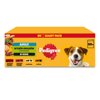 PEDIGREE® Adult drėgnas ėdalas suaugusiems šunims, įvairių skonių padaže, 80 x 100 g