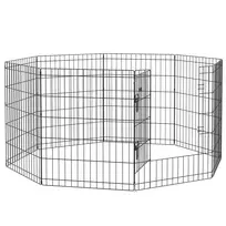 Aptvaras šuniukams 76 cm, 8-TLG su užraktu, metalinis, juodas