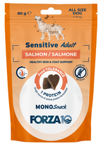 FORZA10 Monosnack Sensitive Adult su lašiša, šunims saldumynai, 80 g