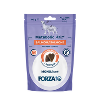 FORZA10 Monosnack Metabolic Adult su lašiša, šunims saldumynai, 80 g