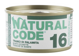 NATURAL CODE 16 pelamido žuvies konservai katėms, 85 g