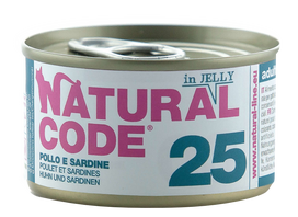 NATURAL CODE 25 vištienos ir sardinių konservai katėms, 85 g