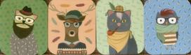 Pocket Note Set of 4 Mini Pads: Hipster Animals