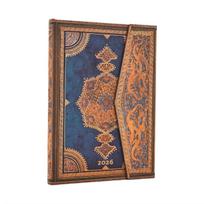 2026 Safavid Indigo (Safavid Binding Art) Midi 12-month Vertical Hardcover Flexi Dayplanner 2026 (Wrap Closure)