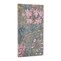 2026 Morris Pink Honeysuckle (William Morris) Slim 12-month Horizontal Hardcover Flexi Dayplanner 2026 (Elastic Band Closure)
