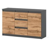 Komoda Hurtownia-Mebli Agnes, Pilka Wotan, 120 cm, Moderni loft spintelė 3 stalčiai svetainė
