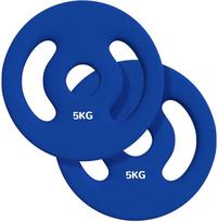 SPORTNOW 2 hantelių svarmenų rinkinys, 2 x 5kg svarmenys, svarmenų plokštelių rinkinys, svarmenų plokštelės 2,5 cm hantelio strypui, Ø 30 mm skylė, mėlynos spalvos