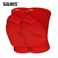 AOLIKES 1 Pair Sports Thickening Knee Pads Volleyball Extreme Sports Kneepad Brace Support Dancing Yoga Elastic Knee Protector L raudona