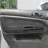 Skirta VW Passat B5 1998 1999 2000 2001 2002 2003 - 2005 LHD 4 vnt. Interjero durų porankio skydelio apdaila Juodos odos medžiaga