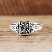 Vintage Bohemian Flower Women's Ring, able Engraved Promise Women's Gift, Suitable for Daily Gift Jewelry 6