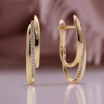 Luxurious Copper Inlaid Zircon Earrings, Women's Circular Earrings, Long Oval Earrings auksinė