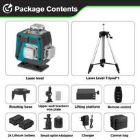 HGLINE 16 linijų 4D lazerinio lygio niveliavimo įrankis galios ekranas, automatinis 360 ℃ horizontalus ir vertikalus skersinis lazeris 16 Lines-1.5MTripod