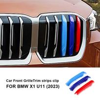 For BMW X1 U11  ABS Car Front Grille Stripes Covers Grid Strips Clips Trim cover Car Accessories For U11 2023