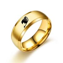 BAECYT Naujas japoniškas anime Fairy Tail žiedas, tatuiruotės ženklelis, emalinis animacinis nerūdijančio plieno žiedas, Cosplay aksesuarai, šauni dovana 7 auksas