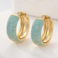 Luxurious Sparking Wide-faced Inlaid Synthetic Zirconia Hoop Earrings Women  Exquisite Party Banquet Jewelry Accessories