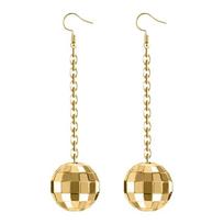 Chic Silver Color Disco Ball Drop Earrings Pink Cowboy Hat & Disco Ball Earrings Women's Dazzling Music Festivals Jewelry