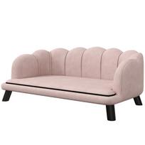 "PawHut" sofa šunims, skalbiamas užvalkalas, sofa naminiams gyvūnėliams su atlošu ir medinėmis kojomis, sofa katėms, skirta vidutinio dydžio šunims iki 25 kg, rožinė