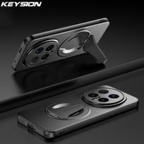 KEYSION Magnetinis telefono dėklas HONOR Magic 8 Pro, Metalinis dažytas Silikonas+PC, Vertikalus stovas, Smūgiams atsparus dangtelis Magic8 Pro 5G for Magic 8 Pro juoda