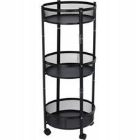 Virtuvės vežimėlis ant ratukų mobilus metalinis sulankstomas apvalus juodas 37x88cm