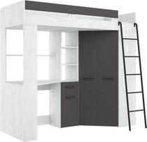 Dviaukštė lova Meblocross Floor P, 200x80 cm, balta/pilka