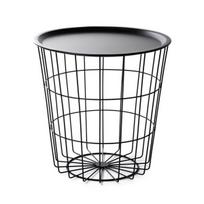 Homla SCANDI Apvalus metalinis kavos staliukas su vieta daiktams, juodas, 41×41×41 cm