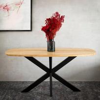 Homla GLIMA Valgomasis stalas, Rudas – 160×80×76 cm, Medis & Metalas