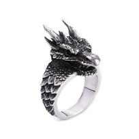 Norse Vintage Stainless Steel Viking Dragon Head Rings  Vikings Dragon Scale Ring For Men Creative Animal Jewelry Gifts 7