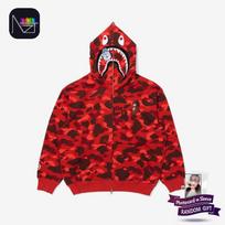 STRAY KIDS × BAPE – Wolf Chan SHARK SU Užtrauktuku Hoodie (Bang Chan versija) Bang Chan (L) red