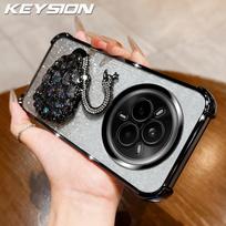 KEYSION Atsparus smūgiams dengtas telefono dėklas, skirtas Realme 14 Pro 5G, skaidrus TPU su blizgučiais ir brangakmeniais, su gulbės stoveliu, galinis dangtelis, skirtas OPPO Realme 14 Pro+ 5G for Realme 14 Pro 5G juoda