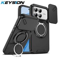 KEYSION 360° Ring Stand Phone Case for Xiaomi POCO F8 Ultra Slide Camera Protection Magnetic Shockproof Cover for POCO F8 Pro for POCO F8 Pro juoda