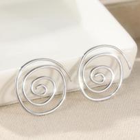 Concise Vintage Silvery Plated Spiral Hoop Earrings for Women Handmade Bohemian Style Circular Earrings Daily Versatile Jewelry