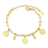 Punk  Chain Link Bracelet Female Gold Color Stainless Steel Beauty Queen Charm Bracelet for Women Jewelry Braclet 2025 16cm and 5cm