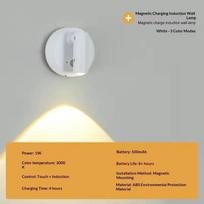Magnetic Base USB Rechargeable LED Cordless Wall Light with Touch Switch Black White Magnet Dimmable Bedside Lamp for Reading